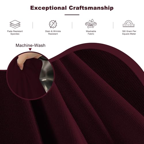 4 Pack Burgundy Round Tablecloth, Fitted Tablecloths for 6 FT Round Tables, Polyester Fabric Burgundy TableCloth Circle Table for Wedding Photography Party Professional Events Juneteenth Decorations