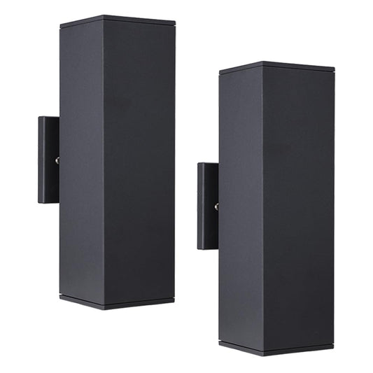 Cerdeco 2 Pack Aluminum Modern Outdoor Wall Light, 13" Exterior Up Down Light Fixtures,Black Front Door Wall Lighting with E26 Sockets [ETL Listed]