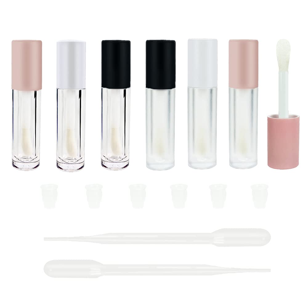 COSIDEA 24 pcs 5ml Empty Big Brush Lip Gloss Tube with Stopper, Big doe Foot Lipgloss Tubes