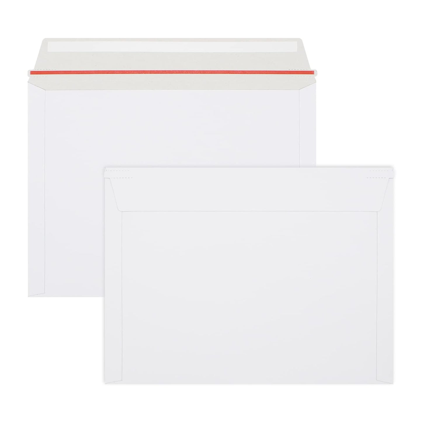 zmybcpack 50 Pack 9.5X12.5 inch Self Seal Rigid Mailer Stay Flat Cardboard Mailers, White Cardboard Shipping Envelopes White Photo Document Mailers for CD, Photos, Document