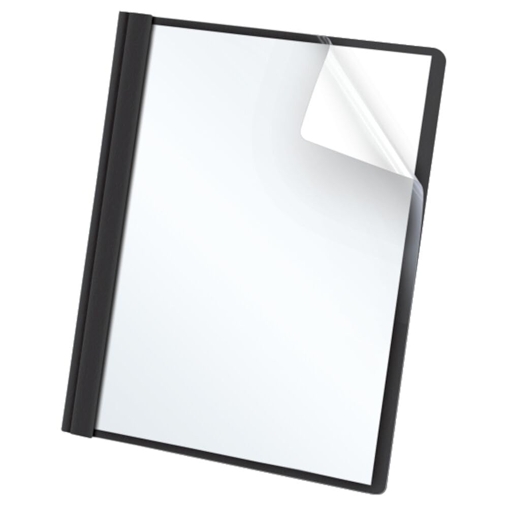 Oxford Duotangs, Clear Front Report Covers, Letter Size, Professional Black, 2-Prong Fasteners, Holds 100 Sheets, 25-Pack for School and Business Presentations