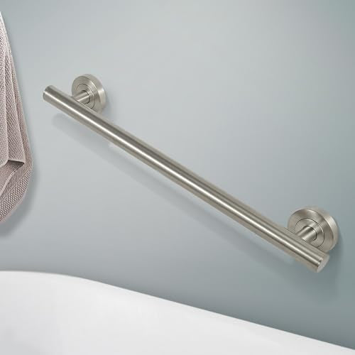 Lava Odoro Shower Grab Bar, Modern Set Stainless Steel Handicap Grab Bar for Bathtubs and Showers, Shower Safety Bar for Seniors Disabled, ADA-Compliant (Brushed Nickel, 24 Inch)