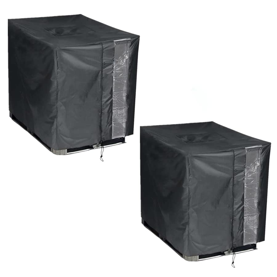 2 Pack IBC Tote Cover, 600D Heavy Duty Waterproof Cover for 1000L IBC Container Rain Water Tank, Outdoor 275 Gallon Rain Barrel, Anti-Dust, Sun Protective
