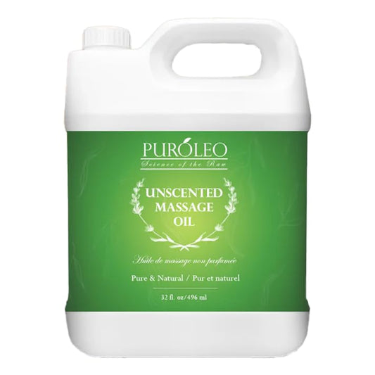 PUROLEO All-Natural Massage Oil – Unscented, 32 Fl Oz/946 mL – With Coconut, Almond & Jojoba Oils – For Hair, Body & Face – Nourishing, Relaxing & Ideal for Massage Therapy – Made in Canada