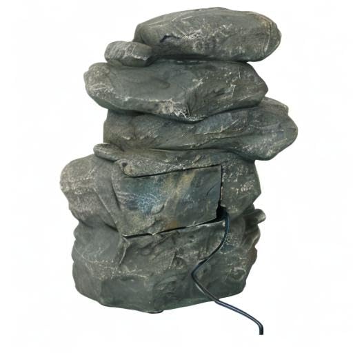 Sunnydaze Tabletop Water Fountain - Stacked Rocks 10.5 Inch Relaxing Desktop Water Fountain with LED Lights - Office, Bedroom, Living Room
