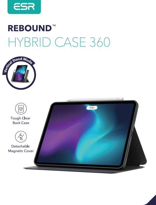 ESR for iPad Air 11 Inch Case M3/M2, iPad Air 7th/6th/5th/4th Generation Case (2025/2024/2022/2020) 10.9 Inch with Pencil Holder, Removable Magnetic Cover, Vertical Stand, Rebound 360 Series, Sky Blue