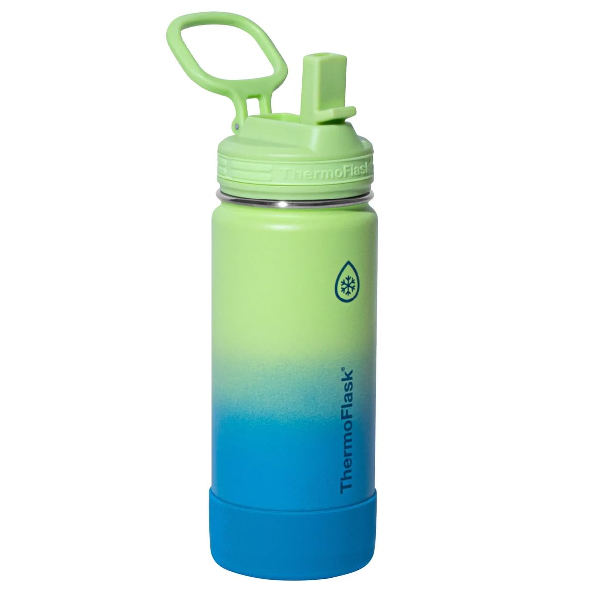 Thermoflask 16 oz Kids Bottle with Straw Lid - Durable & Dishwasher-Safe - Leakproof Design - Reusable for Everyday Use - Retro Blue/Lemonade Stand (2 Pack)