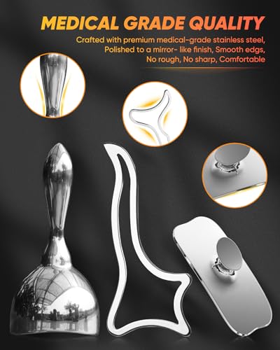 ONUEMP 3-in-1 Stainless Steel Gua Sha Massage Therapy Tool - Ice Muscle Scraper, Body Sculpting Cup for Maderoterapia Kit Colombiana, Lymphatic Drainage, Anti Cellulite, Deep Tissue Fascia Release
