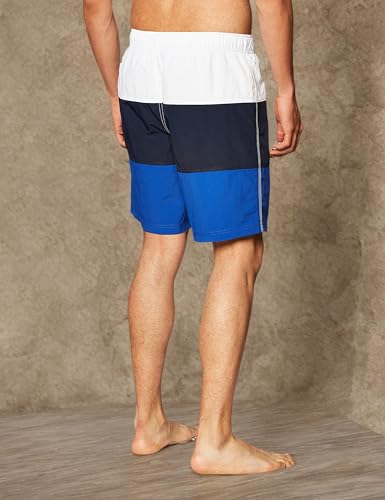 Nautica Men's Standard Quick Dry Classic Logo Tri-Block Series Swim Trunk, Bright Cobalt, Large