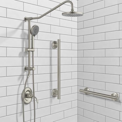 Lava Odoro Shower Grab Bar, Modern Set Stainless Steel Handicap Grab Bar for Bathtubs and Showers, Shower Safety Bar for Seniors Disabled, ADA-Compliant (Brushed Nickel, 24 Inch)
