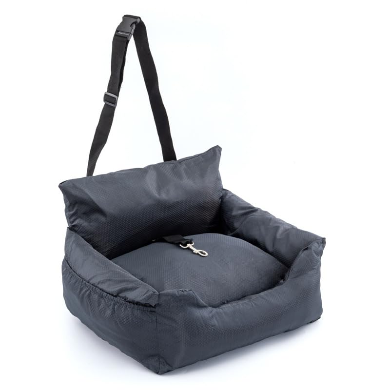 Travel Paw Car Seat for Small Dogs, Cat seat, Cat Booster, Pet Booster, Pet Seat, pet Pillow, Bed, Water Resistant, Fully Detachable with Side Pockets and Safety Clip-on Leash