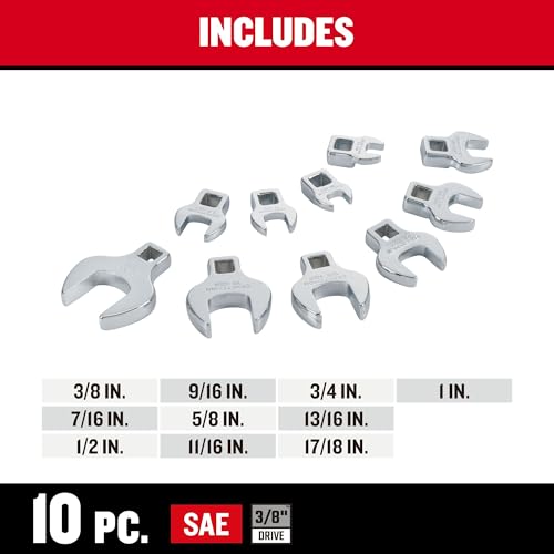 CRAFTSMAN Crowfoot Wrench Set, Open End, SAE, 10 Piece (CMMT12052LZ)