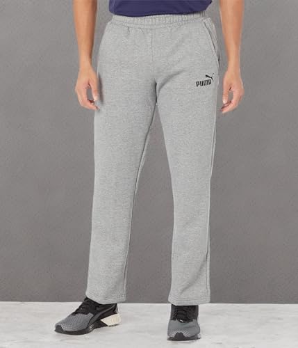 PUMA Men's Essentials Fleece Sweatpants (Available in Big & Tall), Medium Gray Heather Open Leg Ah21, Large