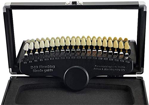 Professional 3D R-20 Teeth Whitening Shade Guide with Mirror, Classical Tooth Bleaching Shade Chart 20 Colors
