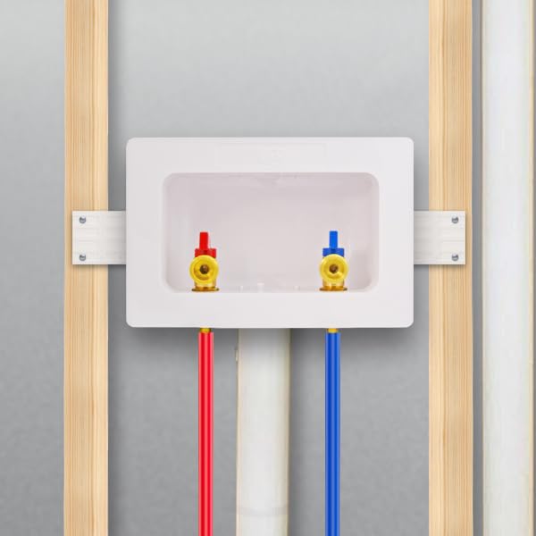 D.N. Washing Machine Outlet Box with Valves Dual Drain Washer PEX Laundry Box 1/2 Inch PEX Connection x 3/4 Inch MHT