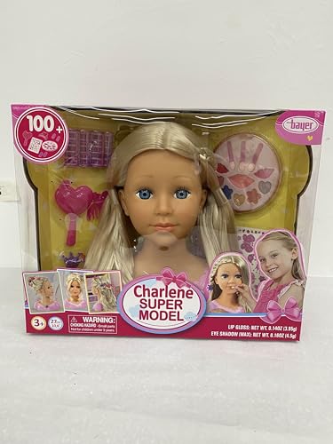 Bayer - Charlene Super Model Hairdressing Head - Cosmetics, Make-up, Hair Accessories - Blonde Hair - 10” - Age 3+ - 90088AA