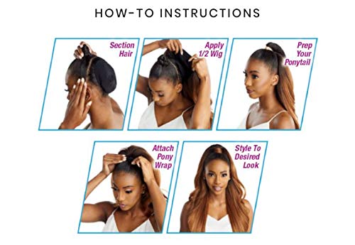Sensationnel INSTANT UP & DOWN Half Wig Wrapped Ponytail Big Waves Yaki Texture Blowout Look Easy Styling Heat Resistant Synthetic Fiber Pony Wrap Sleek Finish - UD 6 (2)
