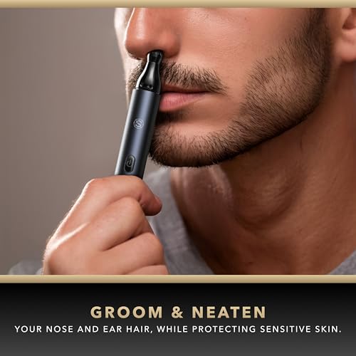 Blade & Stone™ NS502-DN Nose & Ear Trimmer | Graphene-X™ Blade | High-velocity Low-noise Motor | Patented Rotary Blade Design | Close, Skin-friendly, Tug-free Performance, Detachable Head - Dark Night