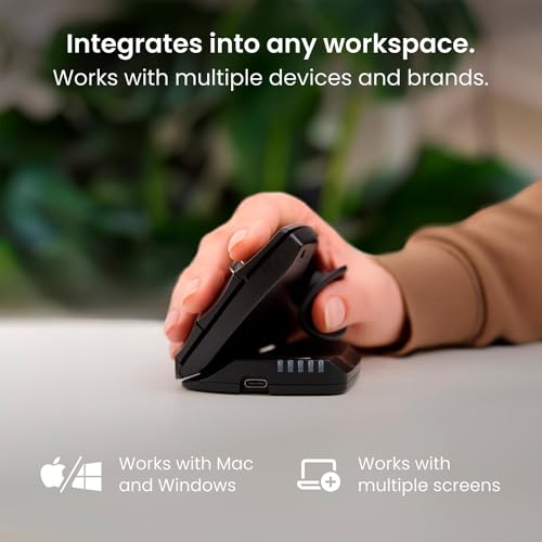Contour Unimouse: Ergonomic Vertical Mouse Design Relieves Muscle Strain, Adjustable 35°-70° Angle, Customizable Thumb Rest, Rechargeable Battery, 6 Programmable Buttons, Mac and PC