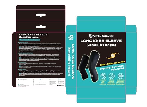 Vital Salveo-Sports and Outdoor Compression Long Knee Sleeves Support- Germanium Recovery Running, Basketball (1 Pair) XX-Large