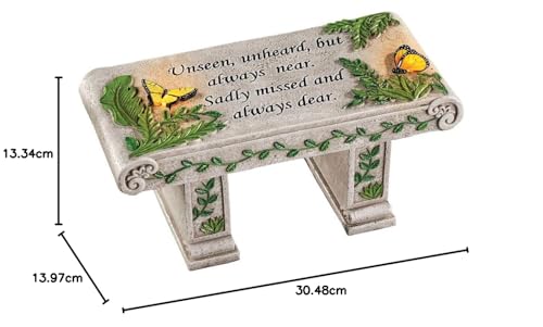 Collections Etc Solar Powered LED Outdoor Garden Memorial Bench with Heartwarming Inscription - Perfect Faux Stone Plaque Statue to Remember Loved Ones 12" L x 5 1/2" W x 5 1/4" H