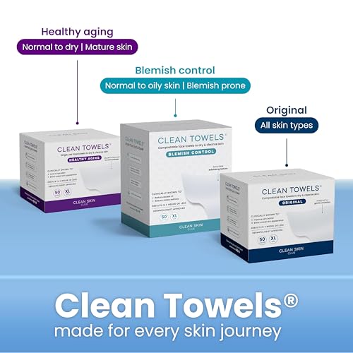 Clean Skin Club Clean Towels, 100% USDA Biobased Dermatologist Approved Face Towel, Disposable Clinically Tested Face Towelette, Facial Washcloth, Makeup Remover Dry Wipes, Ultra Soft (4 Pack)