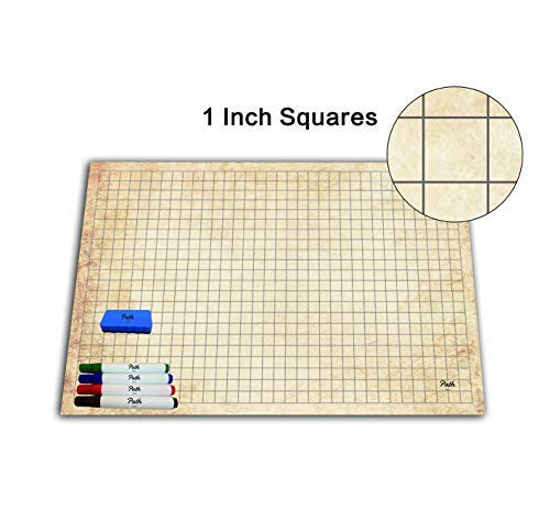 Path Gaming Double Sided Battle Grid Game Mat 36 X 24 Inches - 4 Terrains with 4 Markers+1Eraser+1Spray Bottle. Great for Tabletop RPG Games Like Dungeons and Dragons - DND Game Mat