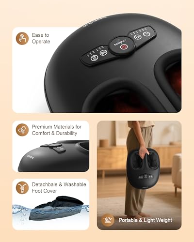 Beleduc Foot Massager with Heat and Compression – Shiatsu Feet Massager for Plantar Fasciitis, Neuropathy, Remote Control, Foot Warmer for Home Office, Fits Up to Size 14, Gift for Women Men