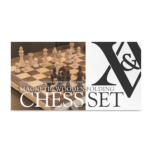 A&A 15" Magnetic Wooden Chess Set, Handmade 3" King Height German Knight Staunton Chess Pieces with 2 Extra Queen, Portable Travel Chess Set, Chess Game Sets