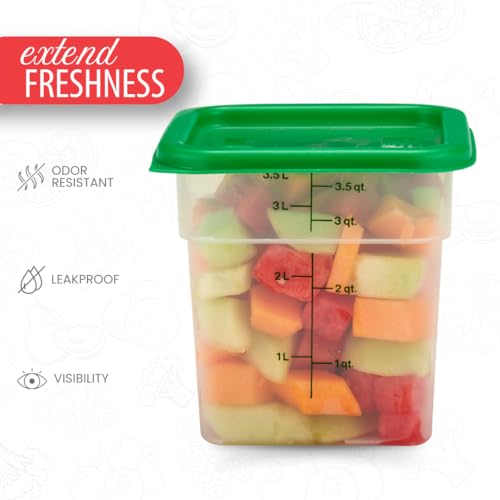 Cambro 4SFSPP190 4 Qt. Translucent Container with SFC2452 Kelly Green Lid, 4Quart, pack of 2