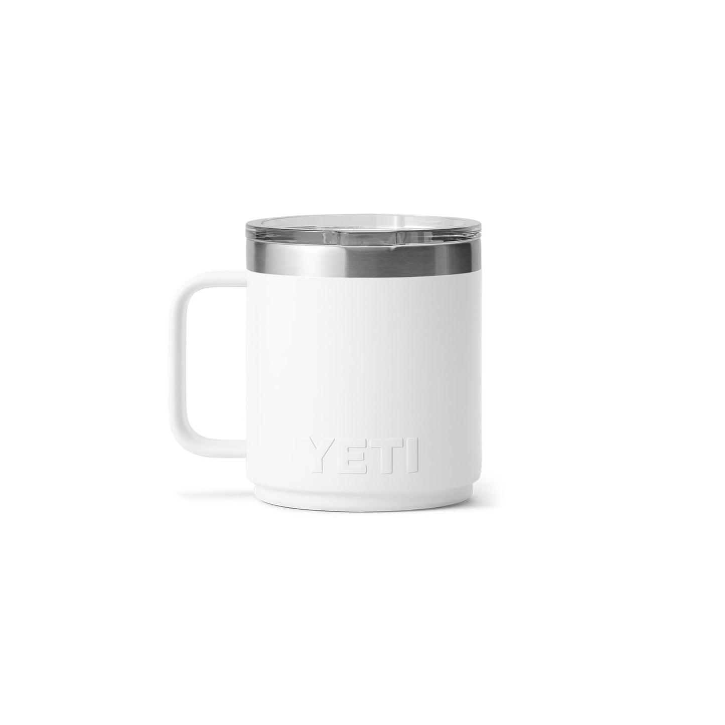 YETI Rambler 10 oz Ceramic Lined Stackable Mug, Vacuum Insulated, Stainless Steel with MagSlider Lid, White