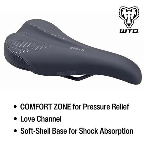 WTB Speed Bike Seat (Saddle) Comfortable Thick Padding - Shock-Absorbing Base - Mountain, Urban & E-Bikes (Steel Rail)
