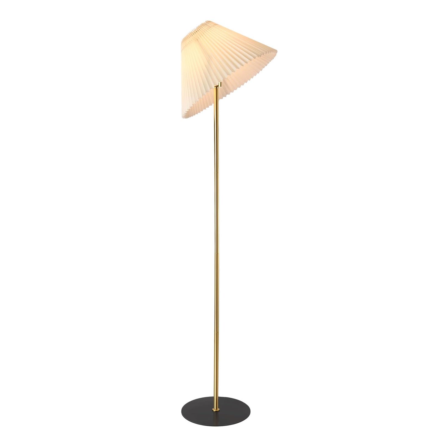 KUNJOULAM Modern Pleated Floor Lamp, Black Pole Floor Lamps, Simple Design Tall Lamp with Adjustable Beige Lampshade, Standing Lamp for Living Room, Bedroom, Office, Home