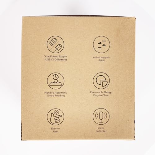 BEMOONY Automatic Cat Feeder 5L, Cat Food Dispenser with 1-6 Meals, Customized Feeding Schedule for Cats & Dogs, Dual Power Supply, Double Lock, 10s Voice, 3L Cat Feeder Including Desiccant Bag