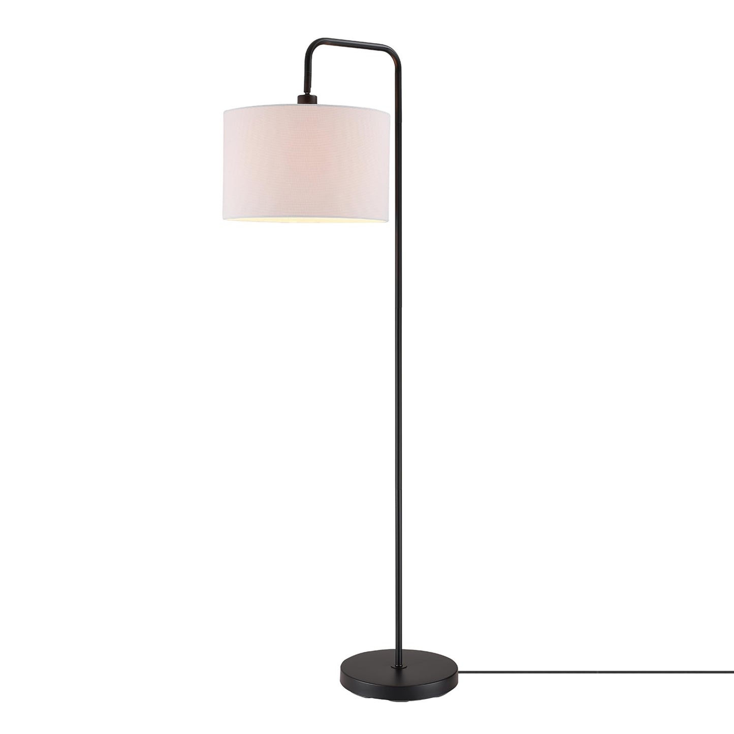 Globe Electric 67065 Barden 58" Floor Lamp, Matte Black, White Linen Shade, On/Off Socket Rotary Switch
