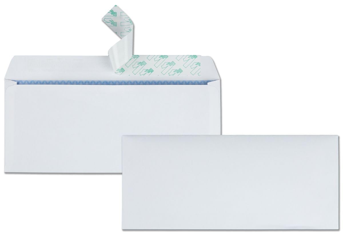 Quality Park Envelopes, #10 White Confidential, Redi-Strip Self-Seal, Security Tinted, 24 lb White Wove, 4-1/8" x 9-1/2", Ideal for Business Mailings, Pack of 500