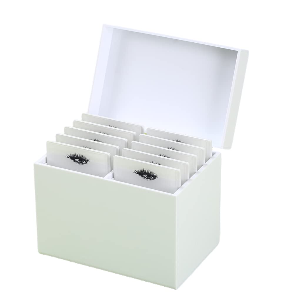 10 Layers Acrylic Eyelash Storage Box, Makeup Eyelashes Extension Close-Packed Display with 10 Pallets, Grafting False Eyelashes Glue Pallet Holder Display Organizer (White)