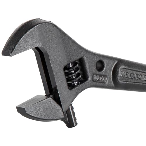 Klein Tools 3227 Extra Wide Adjustable Wrench, Construction Spud Wrench for Up to 1-7/16-Inch Nuts and Bolts, 10-Inch, with Tether Hole