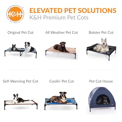 K&H Pet Products Outdoor Elevated Dog Cot, Breathable Cooling Elevated Cot Hammock Pet Bed for XL Dogs, Washable Mesh Cover, Raised Metal Frame, Collapsible, Portable - Extra-Large 50 X 32 Chocolate