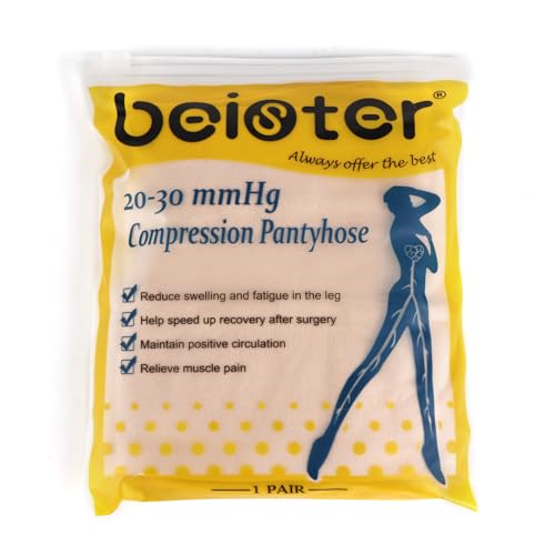 Beister Medical Compression Pantyhose for Women & Men, Opaque Closed Toe 20-30mmHg Graduated Support Tight, Waist High Compression Circulation Leggings for Varicose Veins, Edema, Flight, DVT
