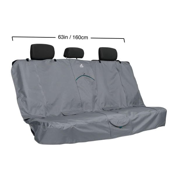 Kurgo Rover Extended Bench Seat Cover for Dogs, Car Bench Seat Covers, Back Seat Cover Protector for Pets, Water Resistant, Contains Seat Anchors, Scratch Proof, 63" Wide for SUVs and Trucks, Charcoal