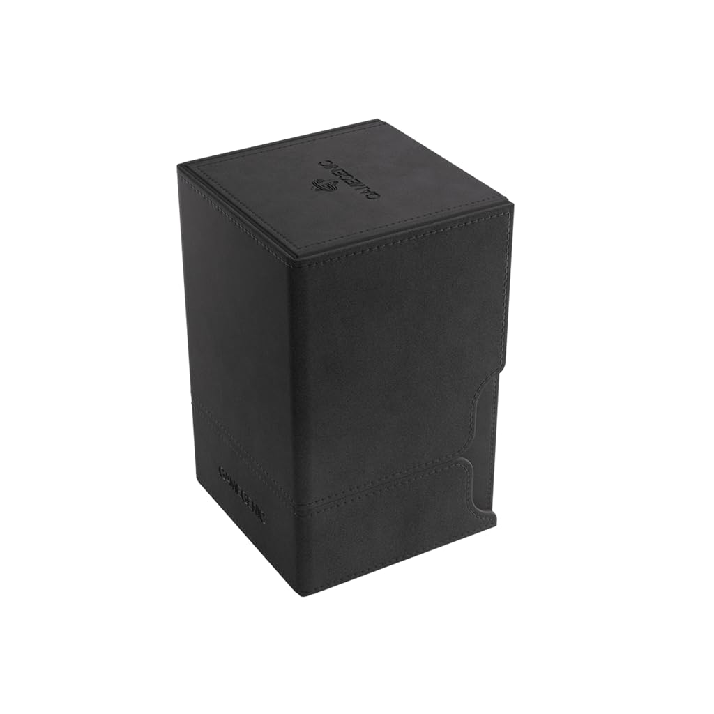 Gamegenic Watchtower 100+ XL Convertible Deck Box - Double-Sleeved Card Storage - Card Game Protector - Nexofyber Surface - Holds Up to 100 Cards - Black