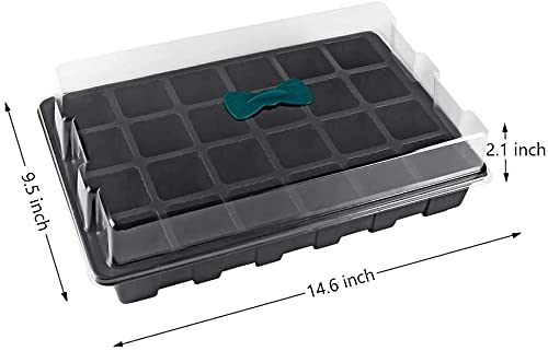 SHIYETA 240 Cells -24 Grow Trays with Humidity Dome and Cell Insert - Mini Propagator for Seed Starting and Growing Healthy Plants Durable Reusable and Recyclable 10 Pack