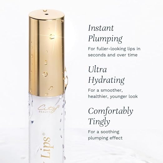 City Beauty City Lips Plumping Lip Gloss Tinsel Town - High-Shine Gloss for Fuller, Younger-Looking Lips | Hydrating & Smoothing Lip Treatment Hyaluronic Acid