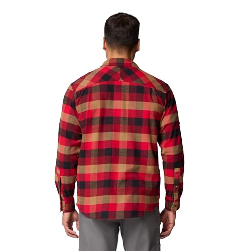 Columbia Men’s Bearmouth Springs Roll Up Flannel Long Sleeve Shirt, Red Jasper Buffalo Check, Large