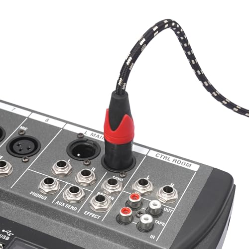 Jozzai XLR Cable 50ft 2 Packs - Premium Balanced Microphone Cable with 3-Pin XLR Male to Female Mic Speaker Cable, Black and White Grid Layer, Pure Copper and Plated Conductors