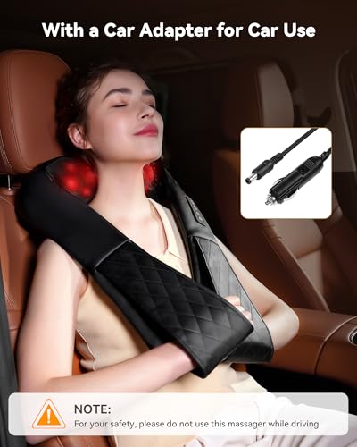 COPYJOY Shiatsu Electric Neck Back Massager, Back Massager with Heat 4D Kneading Electric Massage Pillow for Shoulder, Lower Back, Foot, Leg Muscles Pain Relief Relax in Car Office and Home