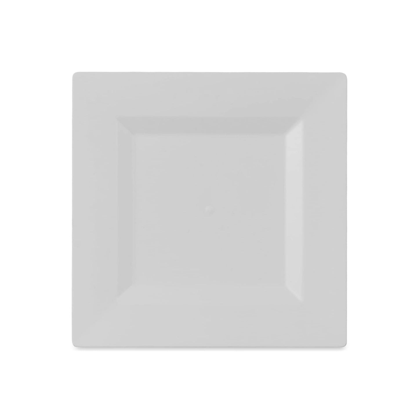 BloominGoods Plastic Disposable Square Dessert Plates | 50-Pack 6.5 inches White Appetizer/Salad Square Plates | Ideal for Weddings, Parties, Catering | Heavy Duty & Non Toxic