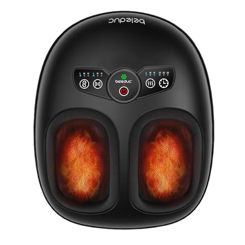 Beleduc Foot Massager with Heat and Compression – Shiatsu Feet Massager for Plantar Fasciitis, Neuropathy, Remote Control, Foot Warmer for Home Office, Fits Up to Size 14, Gift for Women Men