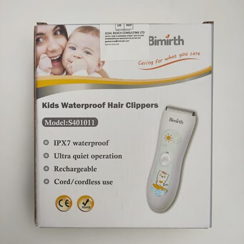 Bimirth Baby Hair Clipper - Hair Trimmer for Kids and Toddlers - Waterproof, Rechargeable, Cordless Hair Cutting Machine for Children (with Bag)